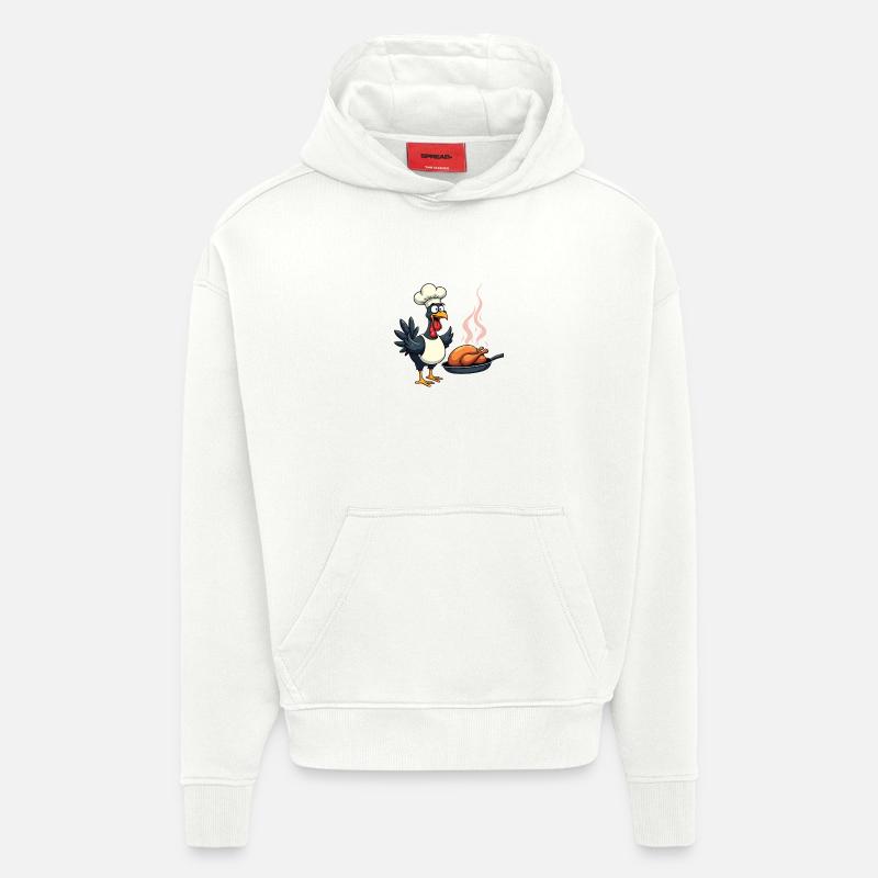 Cuisinier de dinde de Thanksgiving - Sweat à capuche bio épais oversize fabriqué en UE - OFF WHITE