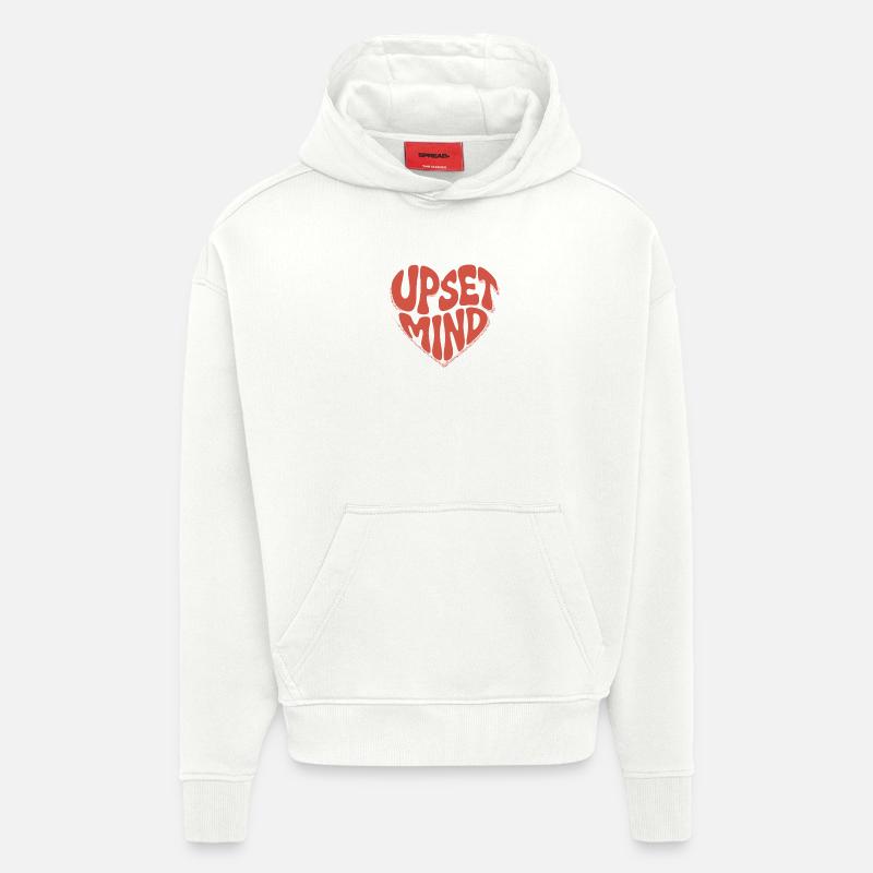 Upset Mind – Retro Herz Design - Sweat à capuche bio épais oversize fabriqué en UE - OFF WHITE