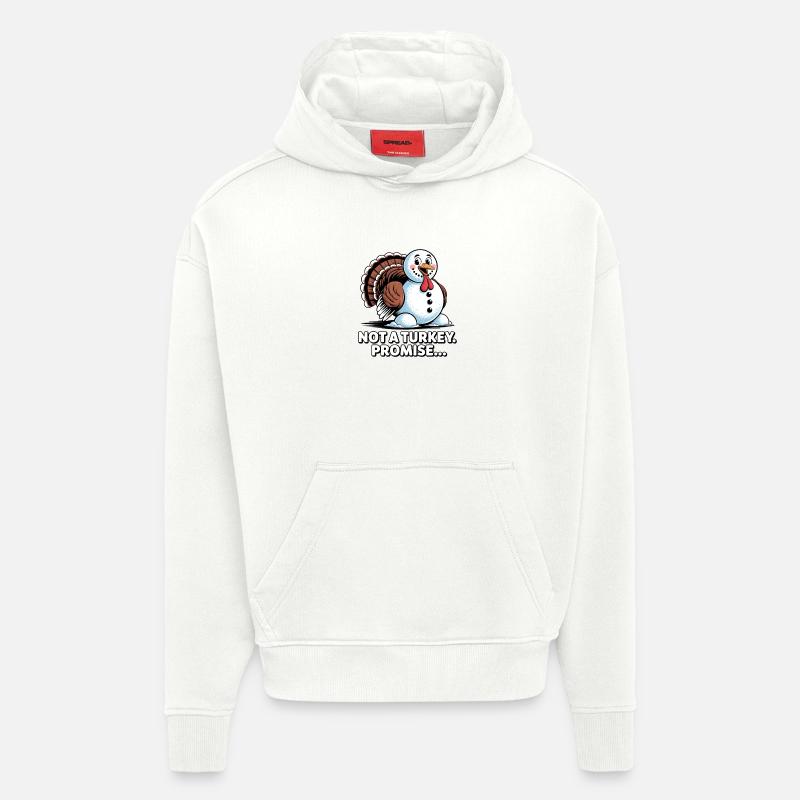 Pas de dinde pour le dîner - Sweat à capuche bio épais oversize fabriqué en UE - OFF WHITE