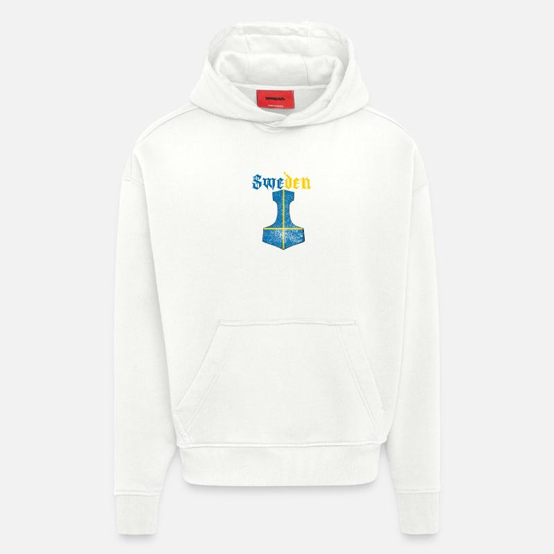 Schweden Flagge – Mjölnir Thorhammer Design - Hoodie- made by SPREAD - OFF WHITE
