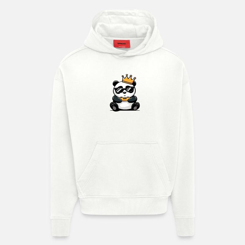 Panda Controller et Couronne - Sweat à capuche bio épais oversize fabriqué en UE - OFF WHITE