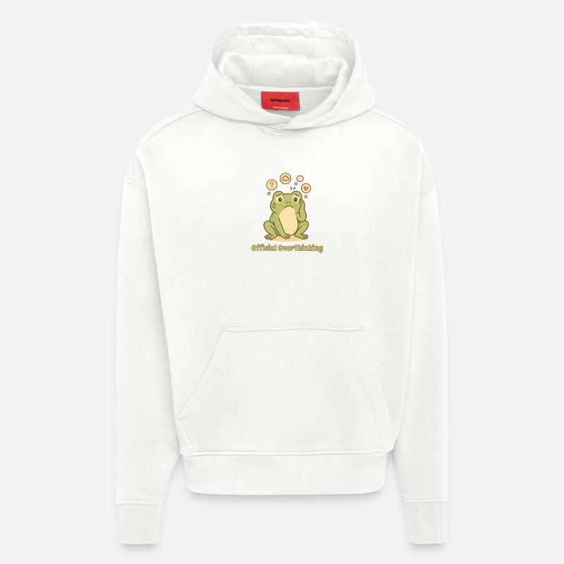 Grenouille réfléchie – Conception trop réfléchie - Sweat à capuche bio épais oversize fabriqué en UE - OFF WHITE