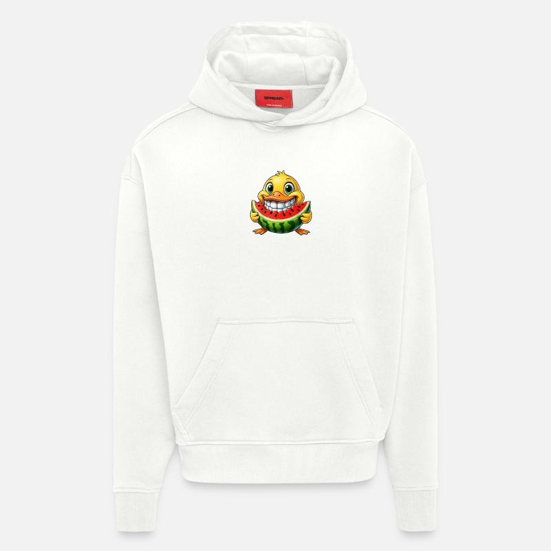 Merry Duck Pastèque Pastèque Délice d’été - Sweat à capuche bio épais oversize fabriqué en UE - OFF WHITE