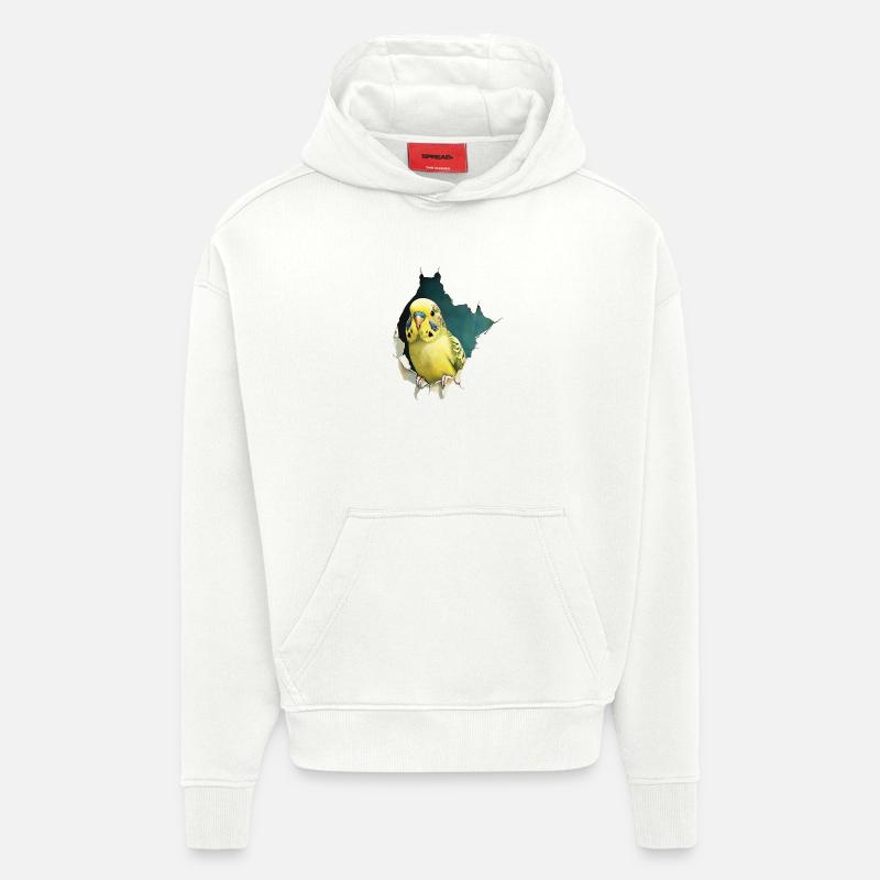 Perruche ondulée - Sweat à capuche bio épais oversize fabriqué en UE - OFF WHITE
