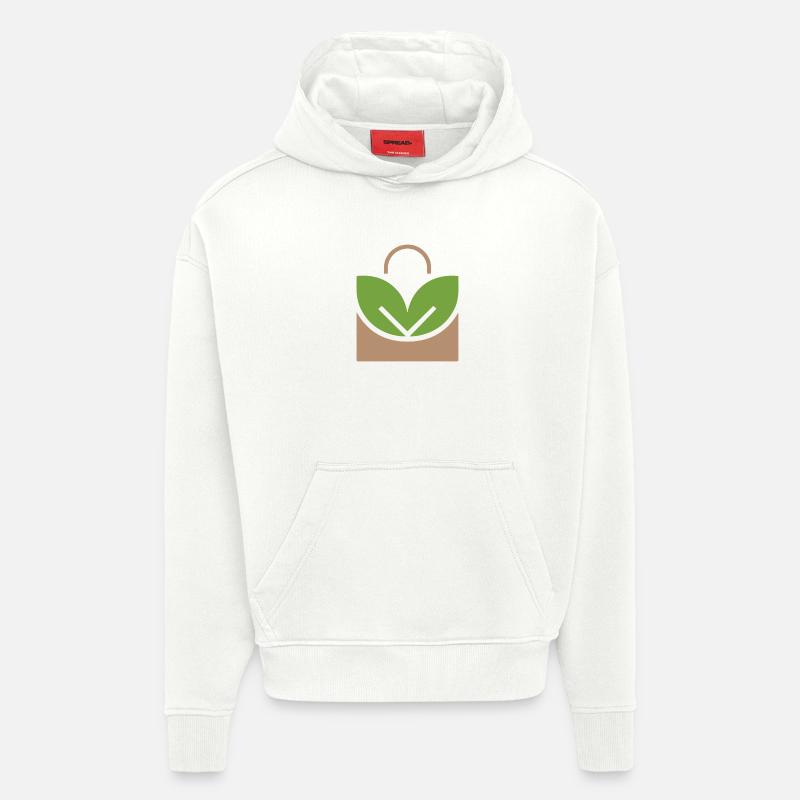 Logo de plante en pot EcoLeaf - Sweat à capuche bio épais oversize fabriqué en UE - OFF WHITE