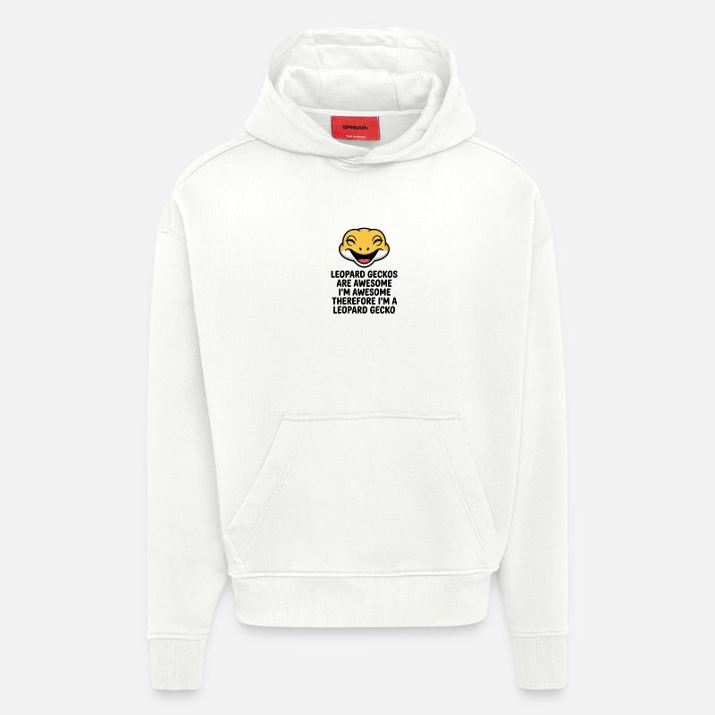Mascotte joyeuse de Leopardgecko rit - Sweat à capuche bio épais oversize fabriqué en UE - OFF WHITE