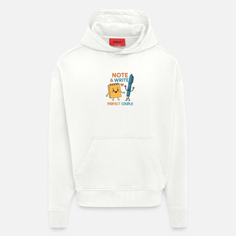Note & Write Perfect Couple - Sweat à capuche bio épais oversize fabriqué en UE - OFF WHITE