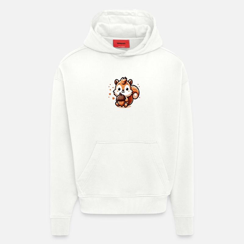 Süßes Eichhörnchen mit Herz-Eichel - Hoodie- made by SPREAD  - OFF WHITE