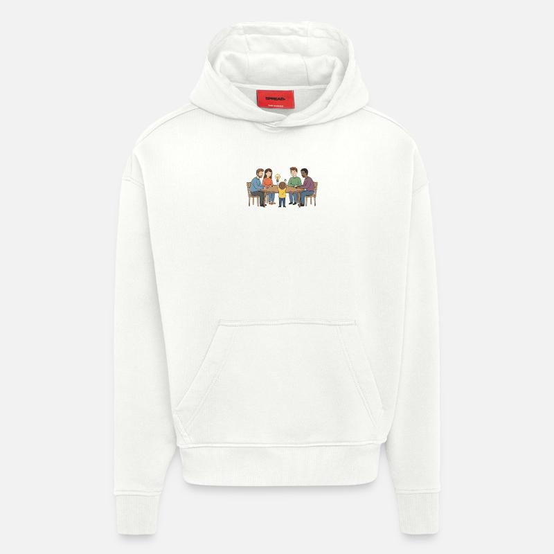 Kollektive Idee um einen Tisch - Hoodie- made by SPREAD - OFF WHITE