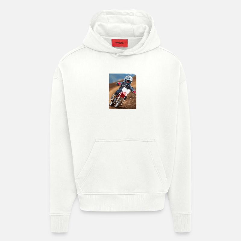 L’aventure du motocross dans la poussière - Sweat à capuche bio épais oversize fabriqué en UE - OFF WHITE
