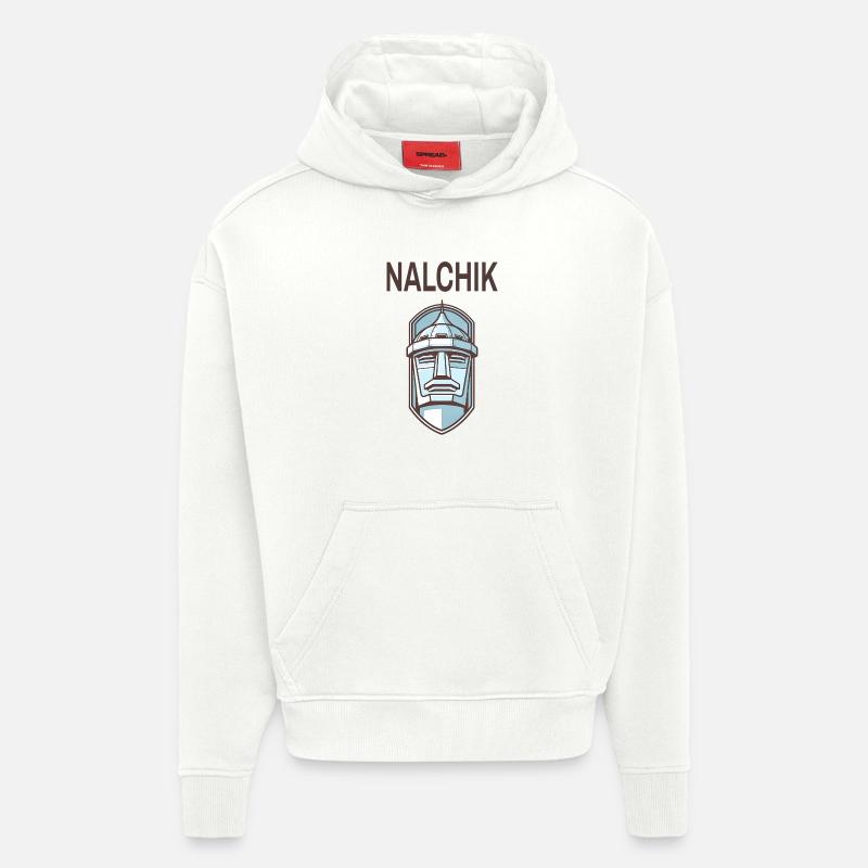 Nalchik – Design du Caucase - Sweat à capuche bio épais oversize fabriqué en UE - OFF WHITE