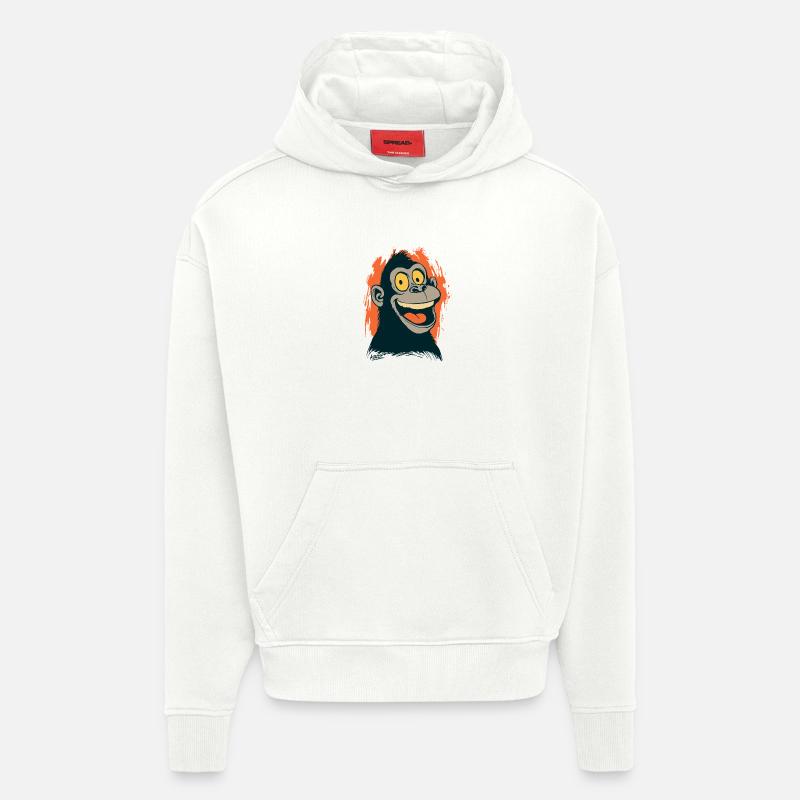 Comic Affenkopf mit gelbem Blick - Hoodie- made by SPREAD  - OFF WHITE