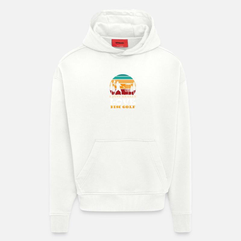 Cadeaux de disc golf Disc Golf - Sweat à capuche bio épais oversize fabriqué en UE - OFF WHITE