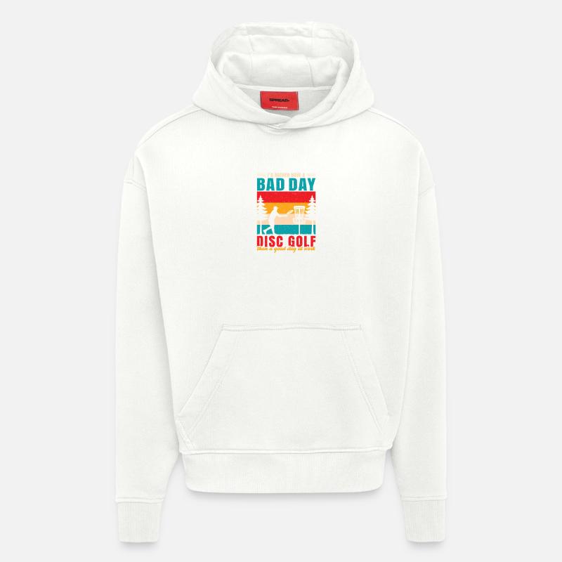 Cadeaux de disc golf Disc Golf - Sweat à capuche bio épais oversize fabriqué en UE - OFF WHITE