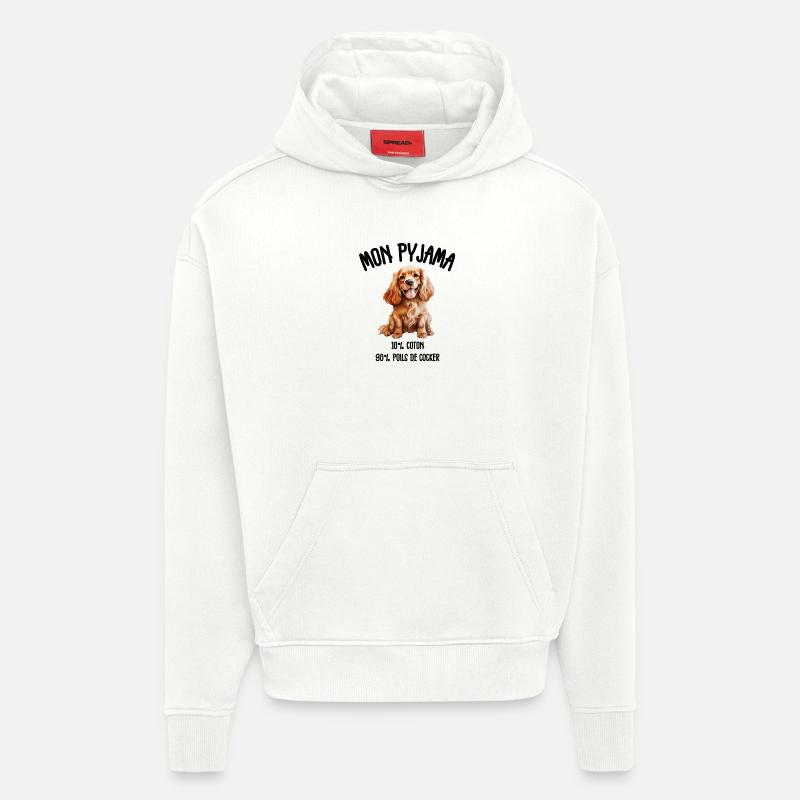 Pyjama Chien Cocker Drôle - Sweat à capuche bio épais oversize fabriqué en UE - OFF WHITE