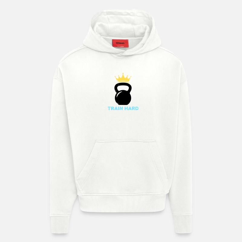 Kugelhantel Krone Train Hard - Hoodie- made by SPREAD  - OFF WHITE