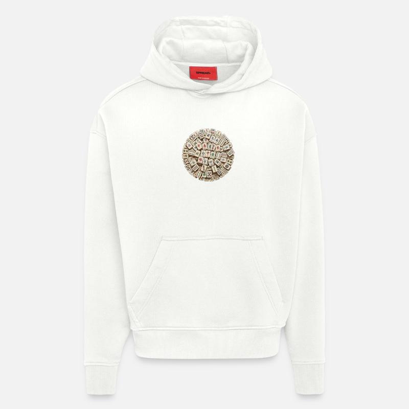 Cercle de Mahjong des Saisons - Sweat à capuche bio épais oversize fabriqué en UE - OFF WHITE