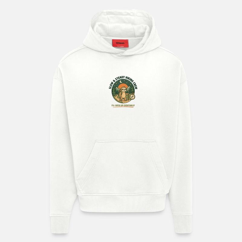 Équipe de randonnée lente et régulière - Sweat à capuche bio épais oversize fabriqué en UE - OFF WHITE