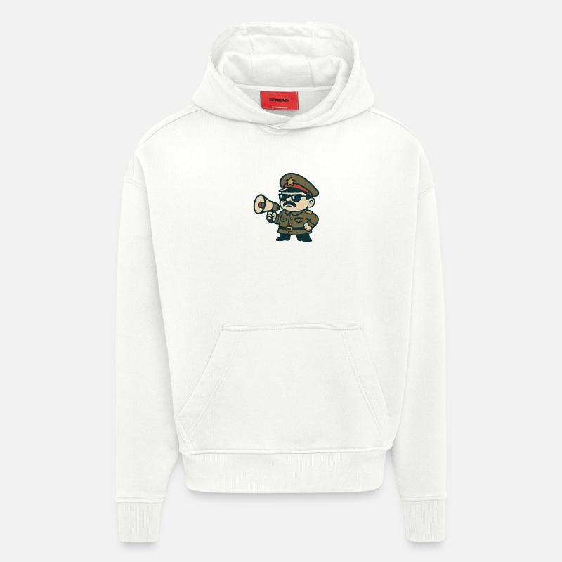 Sergent rétro Mégaphone - Sweat à capuche bio épais oversize fabriqué en UE - OFF WHITE