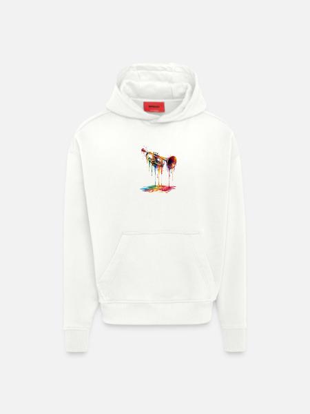 Trumpet with dripping paint - Hoodie- made by SPREAD - OFF WHITE