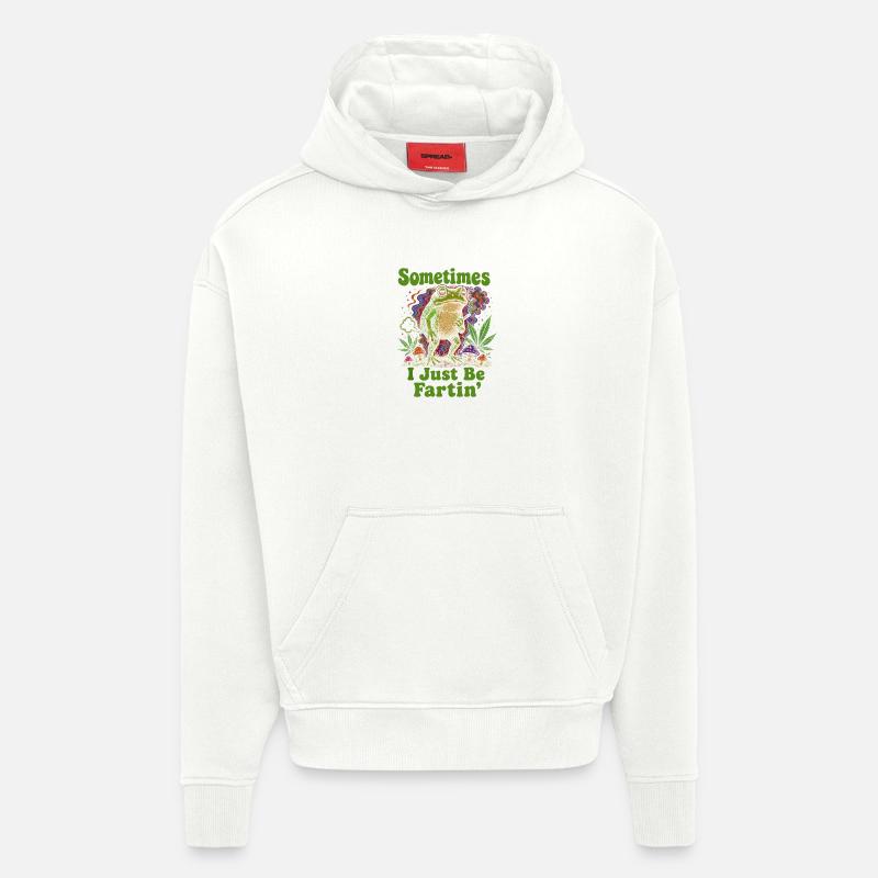 Psychedelic Frog : Vibrations de pets - Sweat à capuche bio épais oversize fabriqué en UE - OFF WHITE