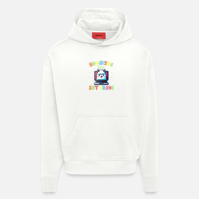 Lama Code Arc-en-Ciel Numérique - Sweat à capuche bio épais oversize fabriqué en UE - OFF WHITE