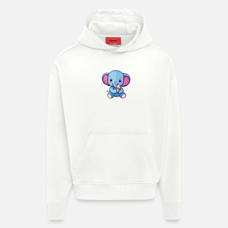 Blauer Elefanten Eisgenuss - Hoodie- made by SPREAD  - OFF WHITE