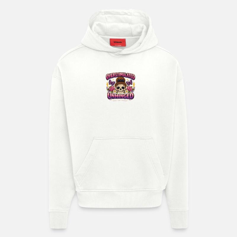 Overstimulated Unhinged Patch Skelett Geschenk - Hoodie- made by SPREAD - OFF WHITE