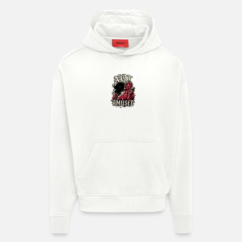 Diable Rouge Pas Amusé Drôle - Sweat à capuche bio épais oversize fabriqué en UE - OFF WHITE