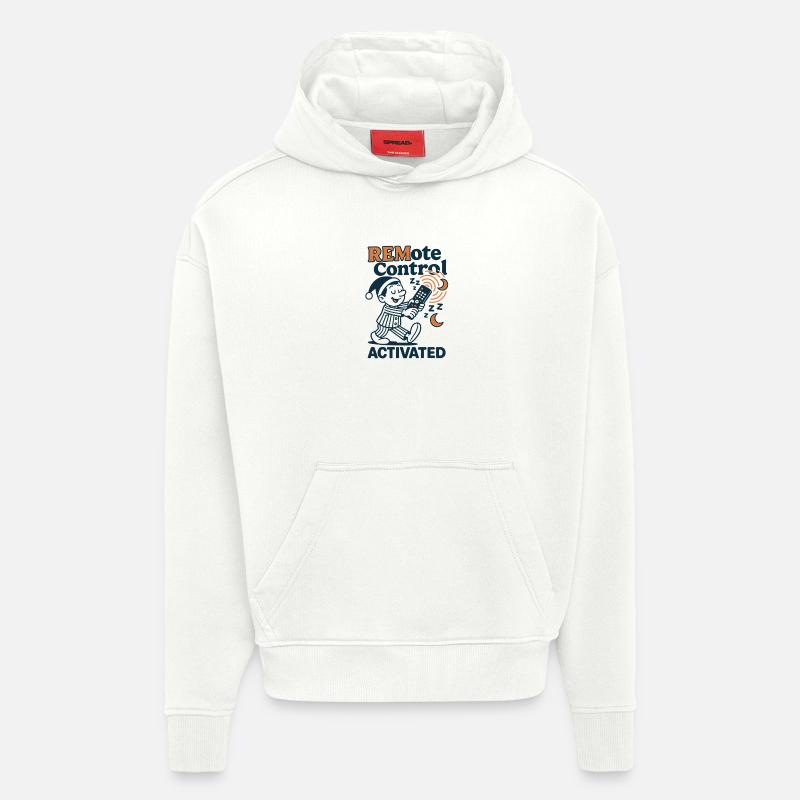 Télécommande de veille | Humour somnambule - Sweat à capuche bio épais oversize fabriqué en UE - OFF WHITE