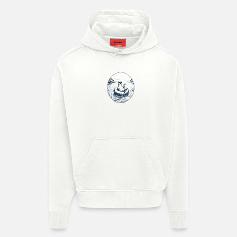 Canard avec cocktail - Sweat à capuche bio épais oversize fabriqué en UE - OFF WHITE