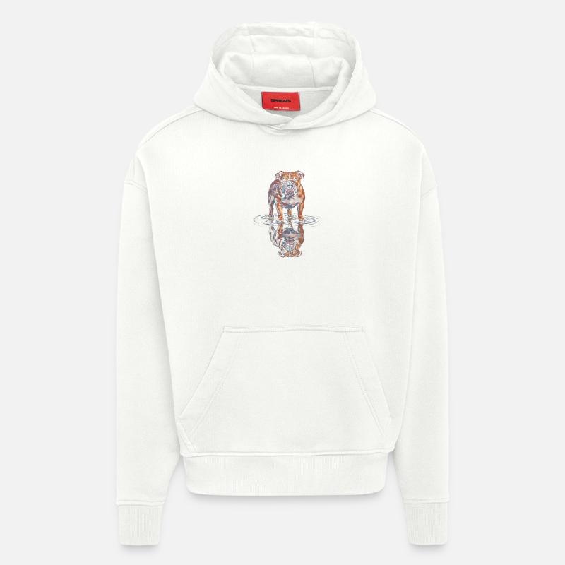 Reflet de l’eau du bouledogue - Sweat à capuche bio épais oversize fabriqué en UE - OFF WHITE