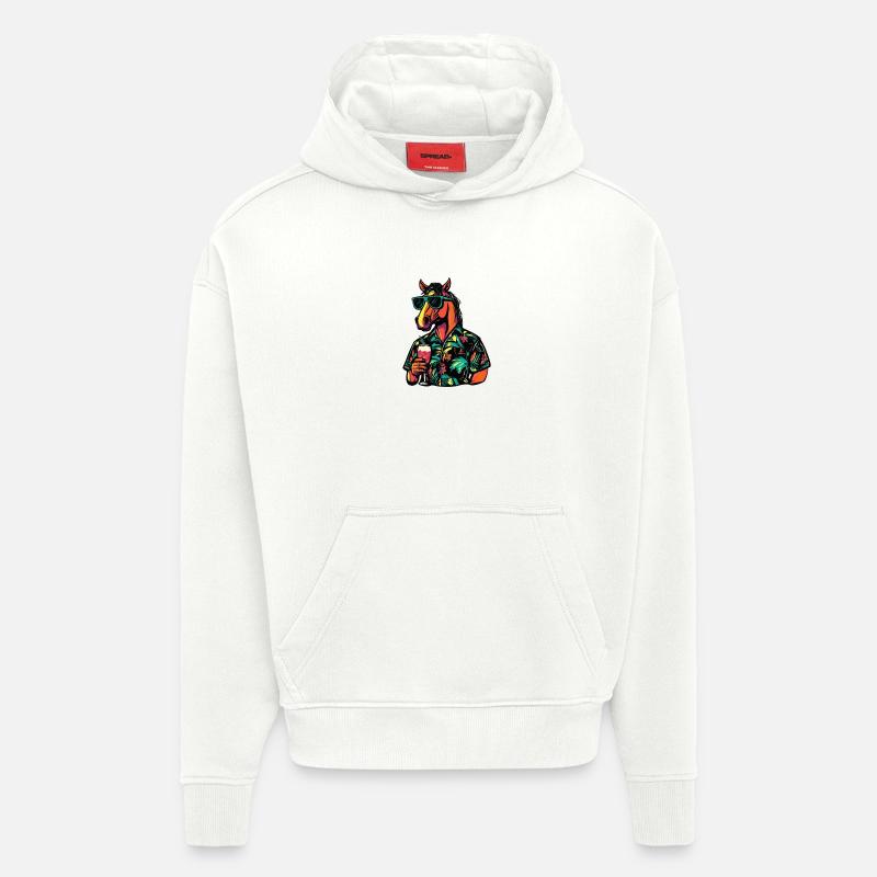 Pferd Comic Sommer - Hoodie- made by SPREAD - OFF WHITE