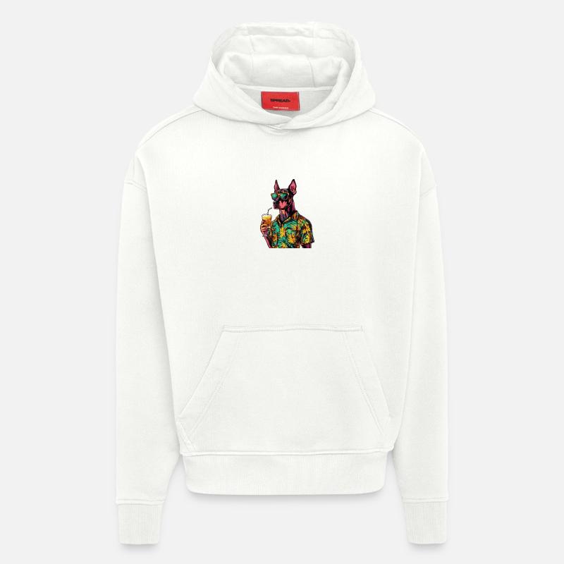 Dobermann Hund Comic Sommer - Hoodie- made by SPREAD  - OFF WHITE