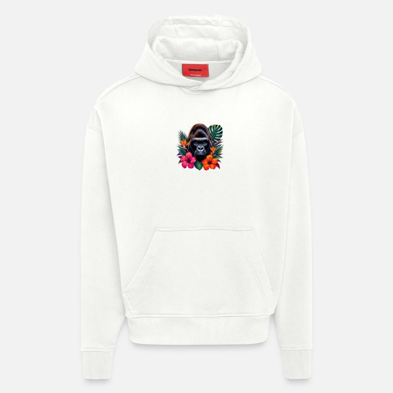 Floraison tropicale du gorille - Sweat à capuche bio épais oversize fabriqué en UE - OFF WHITE