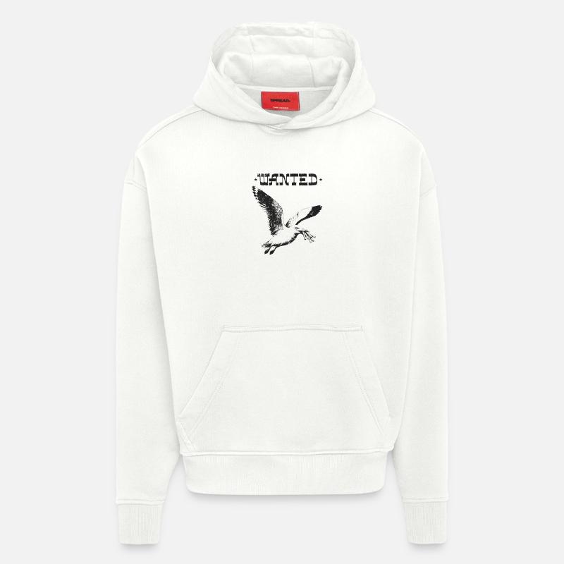Recherché - Mouette Voleur - Sweat à capuche bio épais oversize fabriqué en UE - OFF WHITE