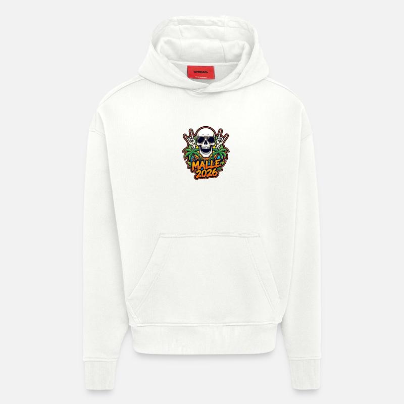 Malle 2026 Skull - Sweat à capuche bio épais oversize fabriqué en UE - OFF WHITE