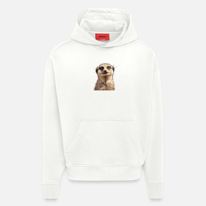 Suricate Erdmännchen - Sweat à capuche bio épais oversize fabriqué en UE - OFF WHITE