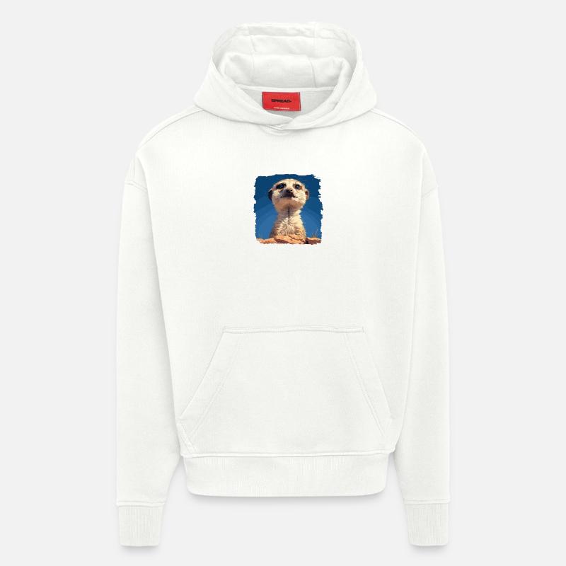 Suricate Erdmännchen - Sweat à capuche bio épais oversize fabriqué en UE - OFF WHITE
