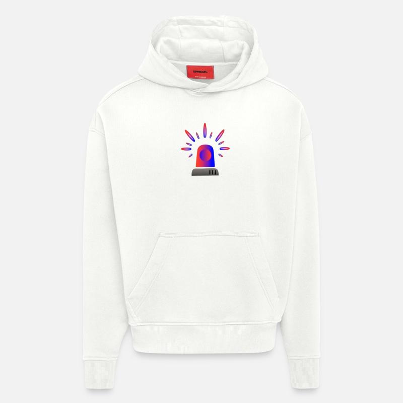 Lumière d’alerte de sirène rouge-bleue - Sweat à capuche bio épais oversize fabriqué en UE - OFF WHITE