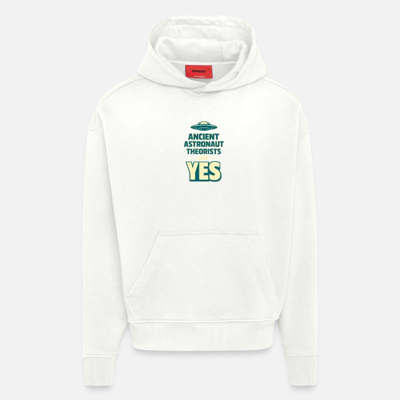 Ancient Astronaut Yes - Sweat à capuche bio épais oversize fabriqué en UE - OFF WHITE