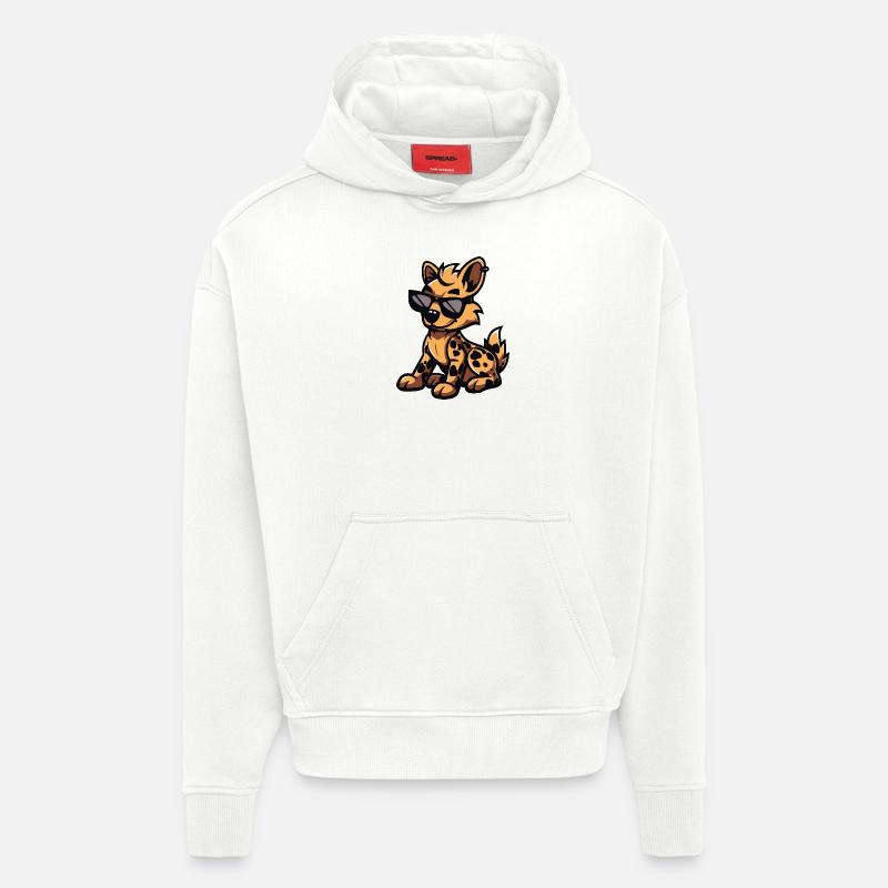 Hyène Bande Dessinée Cool - Sweat à capuche bio épais oversize fabriqué en UE - OFF WHITE