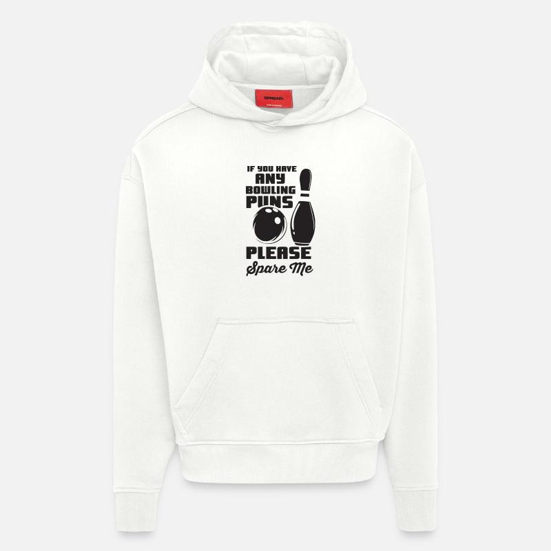 Jeu de mots de bowling - Sweat à capuche bio épais oversize fabriqué en UE - OFF WHITE