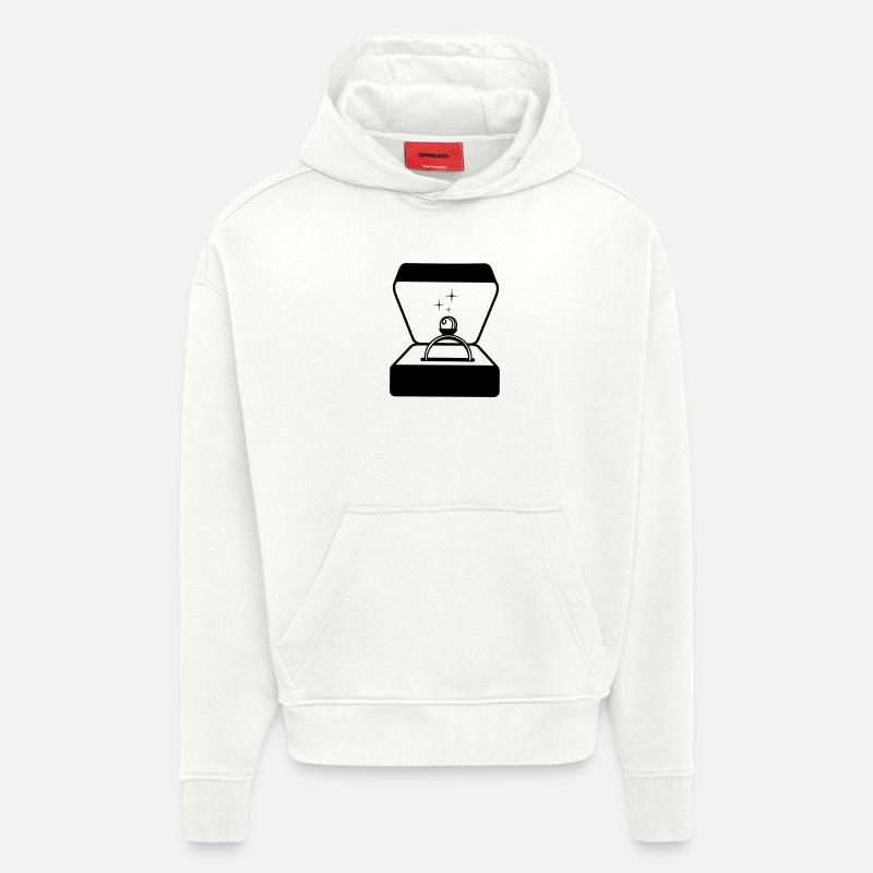 Bague avec perle dans la boîte - Sweat à capuche bio épais oversize fabriqué en UE - OFF WHITE