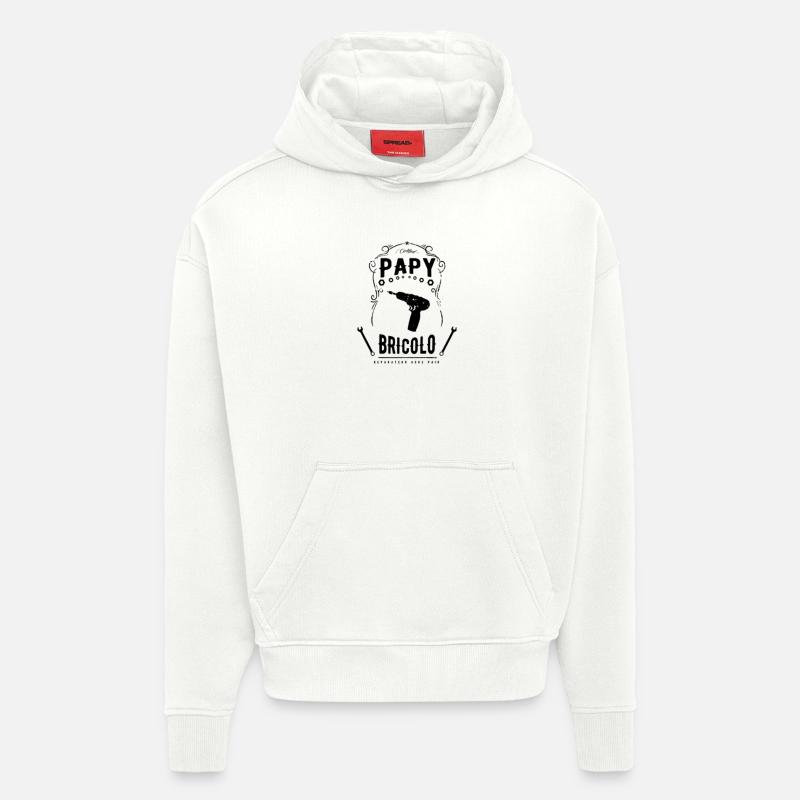 Papi bricolo - Sweat à capuche bio épais oversize fabriqué en UE - OFF WHITE