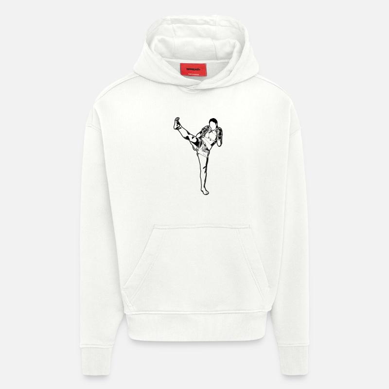Kickboxeuse féminine - Sweat à capuche bio épais oversize fabriqué en UE - OFF WHITE