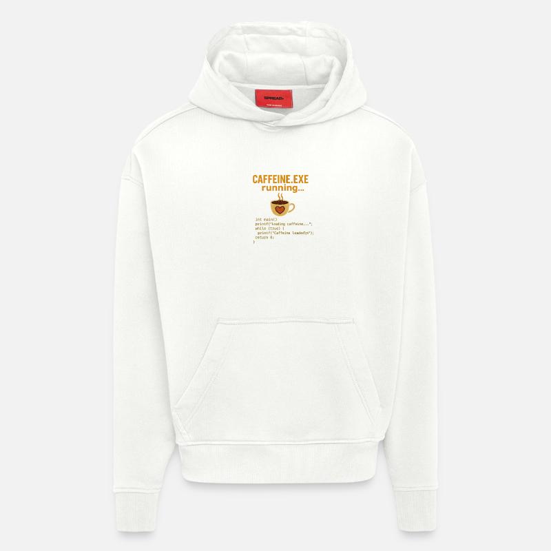 Caffeine.exe course à pied - Sweat à capuche bio épais oversize fabriqué en UE - OFF WHITE