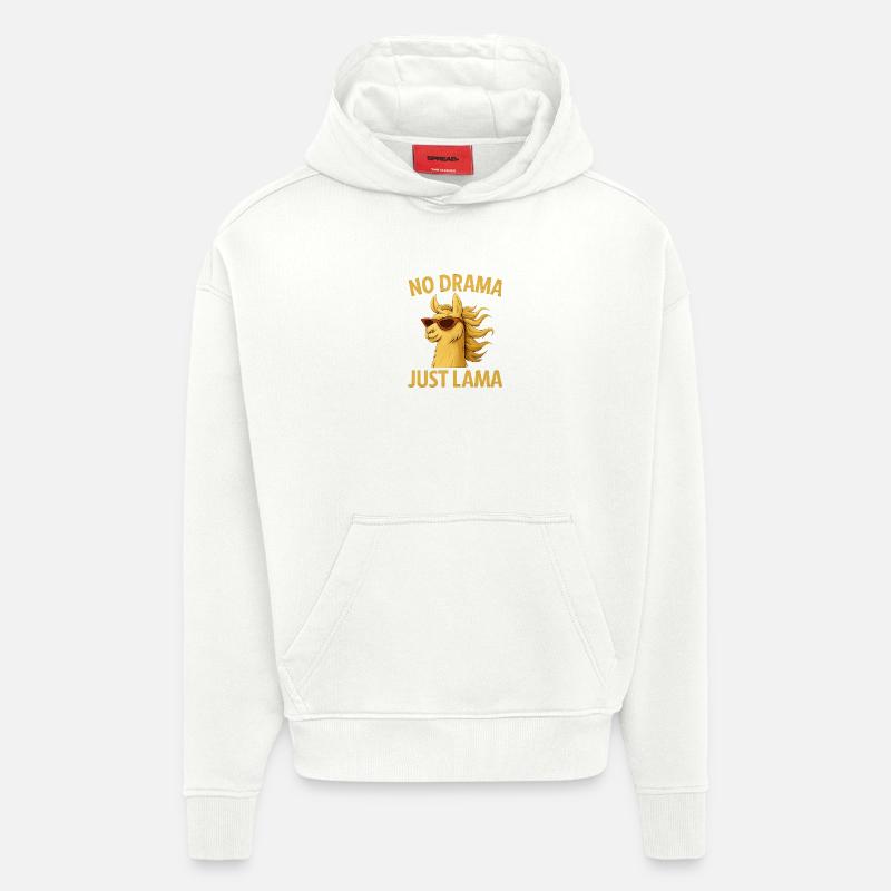 Pas de drame, juste un lama - Sweat à capuche bio épais oversize fabriqué en UE - OFF WHITE