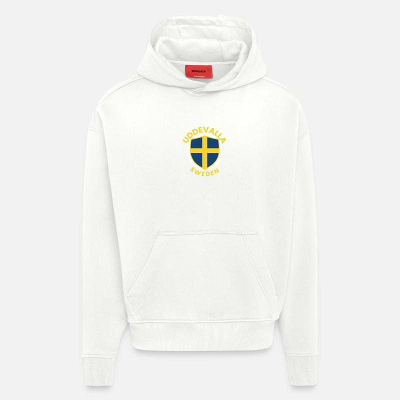 Conception du bouclier Uddevalla Suède - Sweat à capuche bio épais oversize fabriqué en UE - OFF WHITE