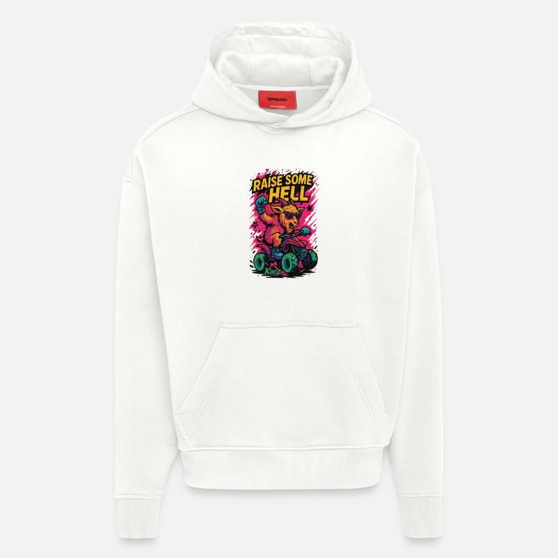 Raise Some Hell Ziege mit Quad - Hoodie- made by SPREAD  - OFF WHITE